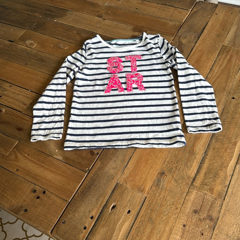 Mini Boden Girl's Star/ Blue Striped long sleeve Tee Sz 7-8Y